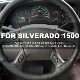 CHUSYYRAY For 2003-2007 Chevy Silverado 1500 2500 3500 -Leather Steering Wheel Cover Black