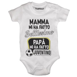 thedifferent Body Tutina Neonato Bambino Con Grafica - Mamma Mi Ha Fatto Bellissimo Papà Mi Ha Fatto Juventino - Squadra Calcio Idea Regalo Compleanno Nuova Nascita Natale