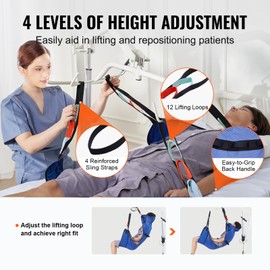 VEVOR Universal Full Body Patient Lift Sling, Patient Lift Medical Sling for Easy Transfer and Bathing, Polyester Patient Aid Transfer Sling for Elderly, Bariatric, Disabled, Bedridden, 400LBS