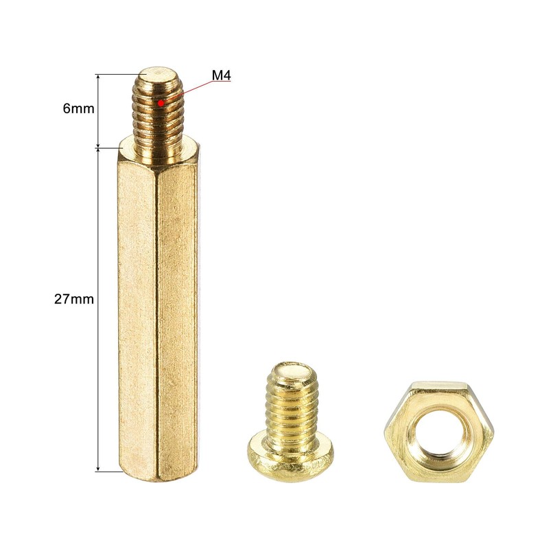 sourcing map 10 Sets M4 Hex Spacer Pillar Screw Nut