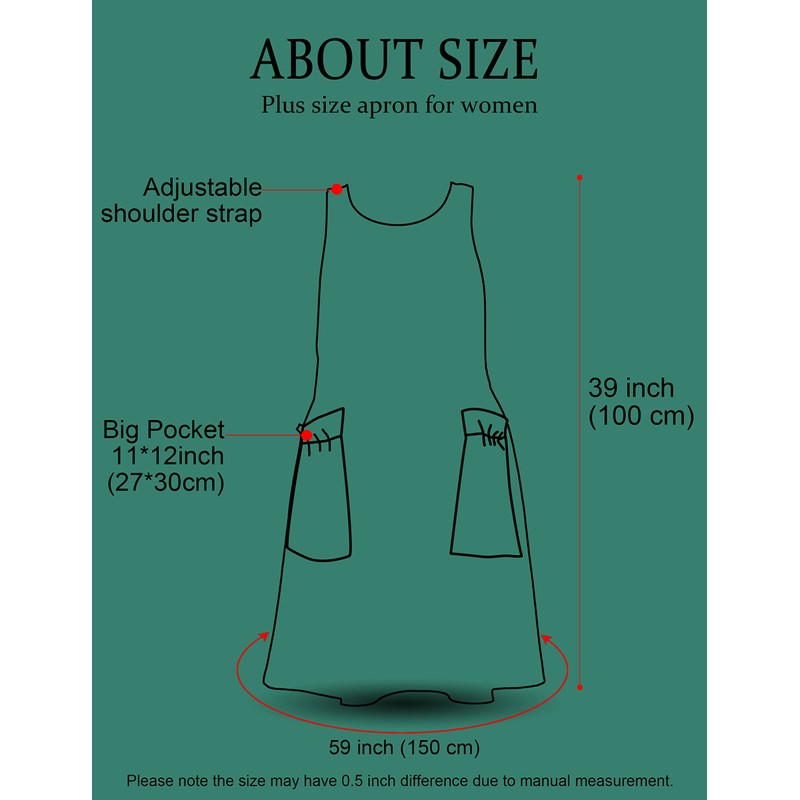 Big Plus Size Aprons for Women with Pockets Cotton Linen
