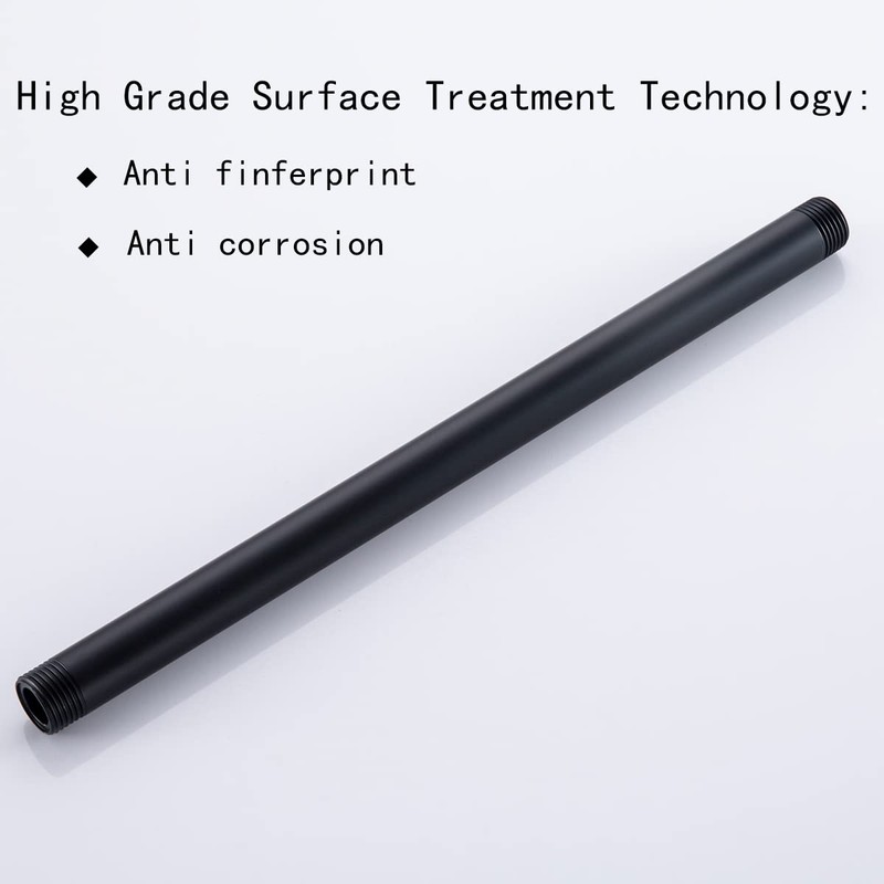 SEABEFORE 12" Ceiling Mounted shower arm Matte Black shower head