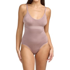 BGBGMaxazria Women's Shiny Seamless Waist Sculptor Bodysuit, Twilight Mauve, Large