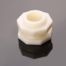 2pcs Water Tank Fittings, PVC Bulkhead Water Barrel Tank Connector Fitting Adapter for Rain Barrel, Aquarium, Water Tank, Pool (Female 1/2" (20mm), White)