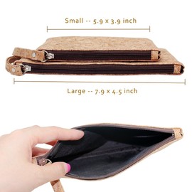 Boshiho Vegan Cork Clutch Bag, Cork Purse Handbags Clutch 2 in 1 Environmentally Friendly Slim Wallet Pencil Pen Holder Bag