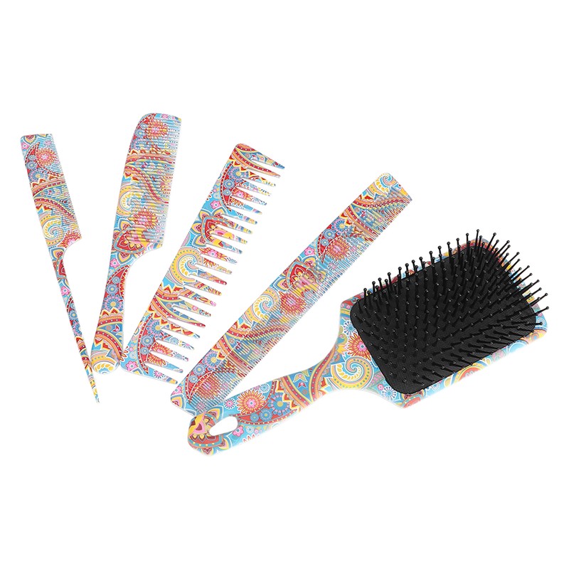 5pcs Paddle Hair Brush Set Easy Detangling Brush Tail Comb