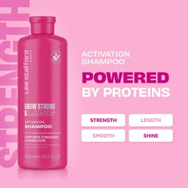 Lee Stafford Lee Stafford Grow Strong & Long Hair Regrowth Volume Shampoo for Women & Men | Hair Lengthening Products Anti Hair Loss & Thinning | 500 ML | Sulphate Free For Damaged and Breakage prone Hairs