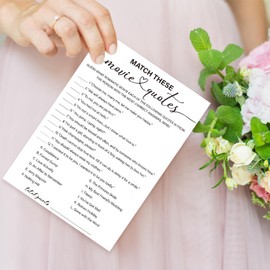 bxtala Bridal Shower Game Cards, Match These Movie Quotes, Wedding Games for Guests, 30 Game Cards with 1 Answer Card, Engagement Wedding Party Supplies