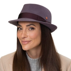 Mayser Classico Trilby Hat Women/Men – Made in the EU Wool Hat Felt Hat Men's Hat with Grosgrain Ribbon Winter Spring Summer Autumn Winter, blue, 55