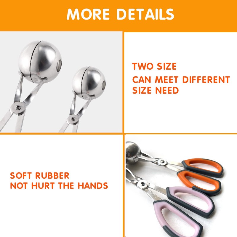 Generic 2-Pack Meatball Maker Scoops, Non-Stick, Stainless Steel 304, Anti-Slip
