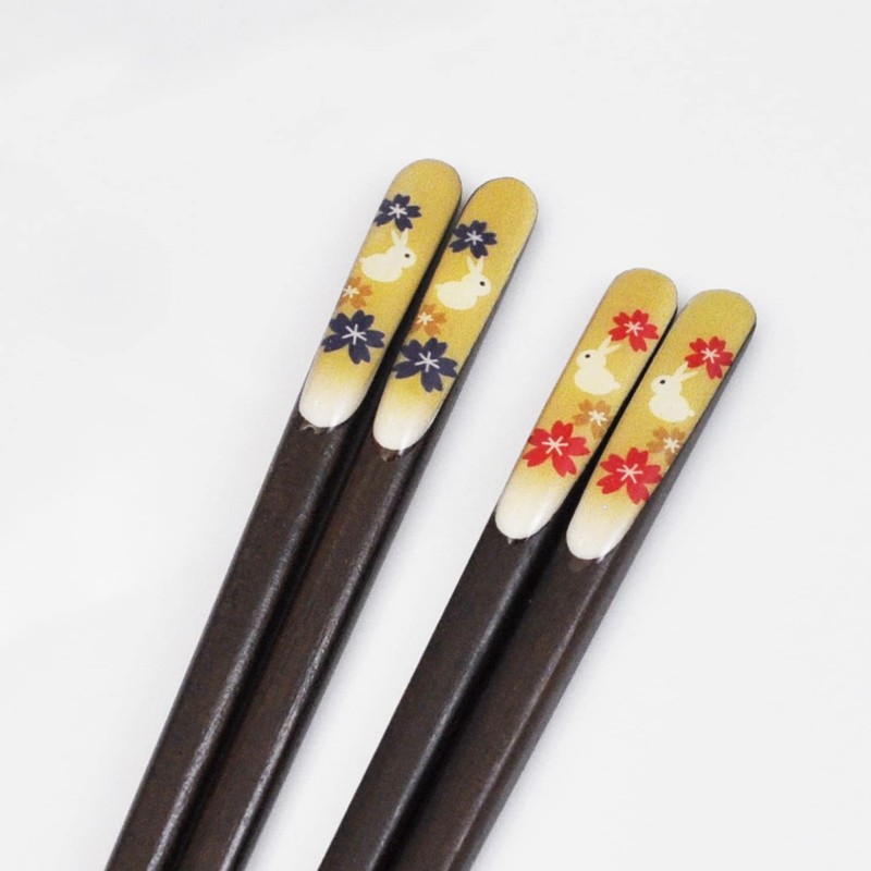 Issho Couples Chopsticks Painted Chopsticks Ausplownia Box Rakugi Rabbit 2