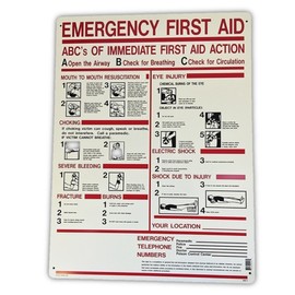 ABC's of Emergency First Aid Sign 24x18 Heavy Duty Plastic