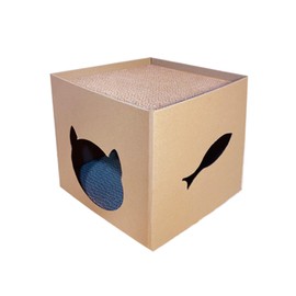 Cardboard Cat House Cats Corrugated Scratcher Box Bunny Small Animals Large Cats Cute for Indoor Toy Hideout Desigh Medium Kitten (11.8 * 11.8 * 11.8)