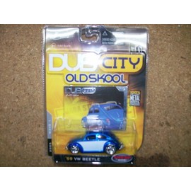 Dub City Jada Toys 1/64 Scale Diecast Old Skool Wave 1 1959 VW Beetle No#002 in Color Blue/white with Roof Rack