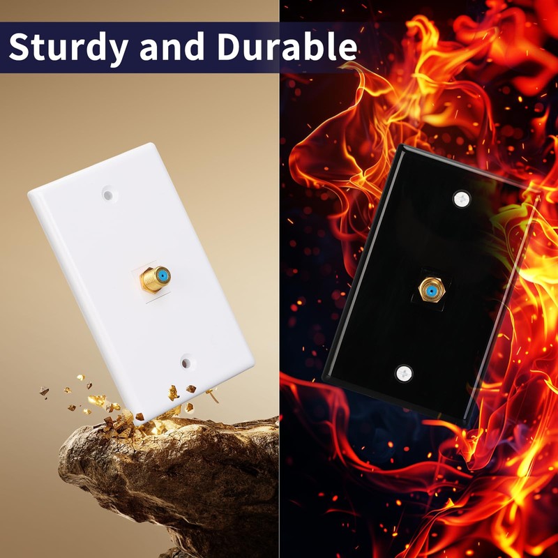 XGGYA 1 Port Coax Wall Plate,3Ghz Gold-Plated F-Type Keystone Wall