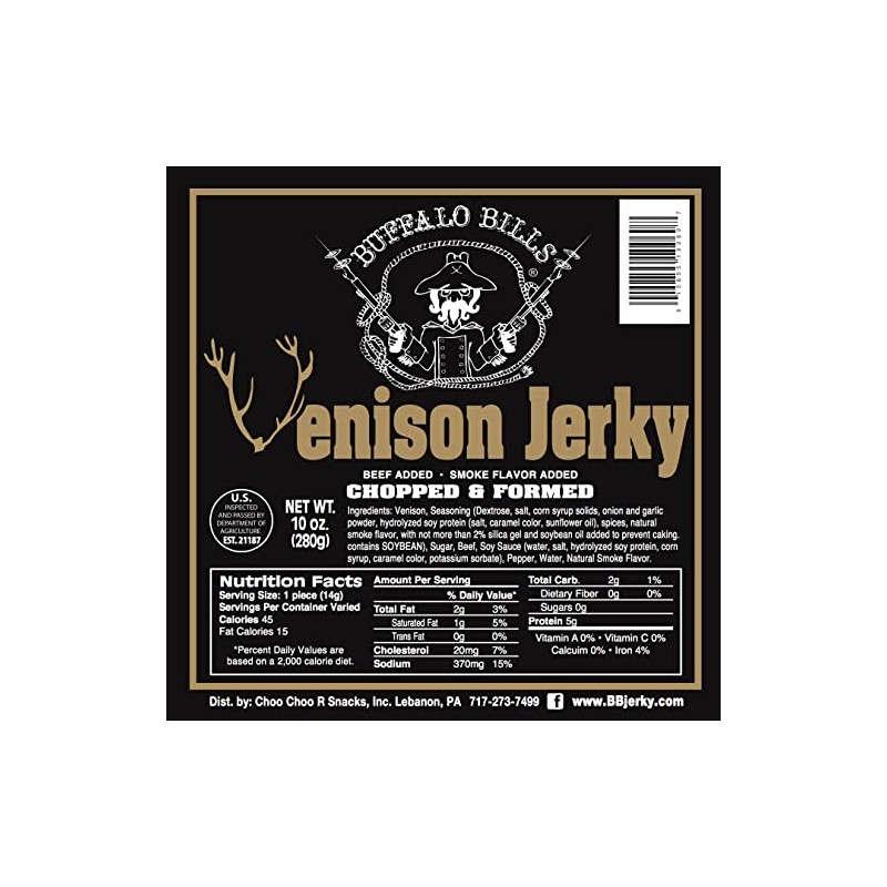 Buffalo Bills Venison Jerky Strips 10oz Pack (20 venison jerky