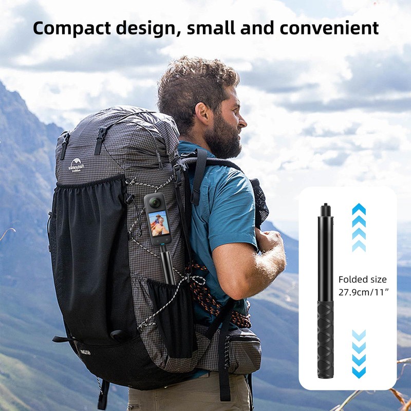 PULUZ 114cm Invisible Selfie Stick for Insta360, Extension Invisible Monopod
