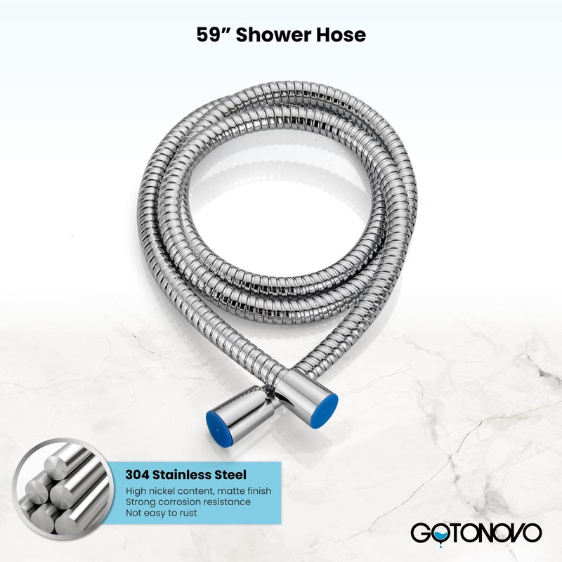 gotonovo Wall Mount Chrome Polished Solid Brass Handheld Shower Head