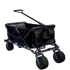 Impact Canopy Folding Collapsible Utility Wagon with All-Terrain Wheels, Black
