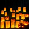 Honoson 24 Pcs Halloween Luminary Bags Fire-Retardant Material Pumpkin Orange