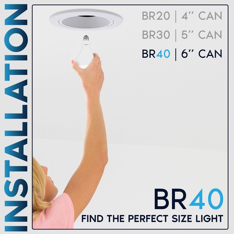 LUXRITE BR40 LED Light Bulbs, 85W Equivalent, 6500K Daylight, Dimmable,