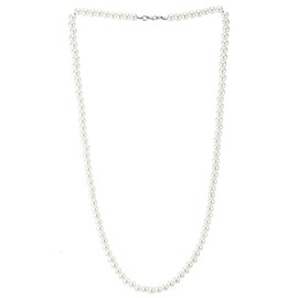 Long White Pearls Statement Necklace Beads Chains, Dress Wedding Banquet Party