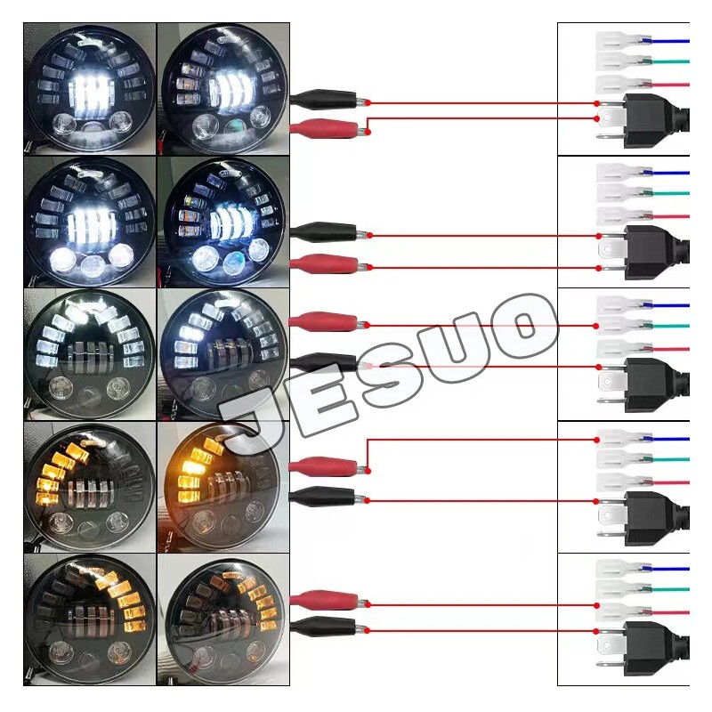 JESUO PAIR 7" inch Round LED Headlights High/Low Beam For