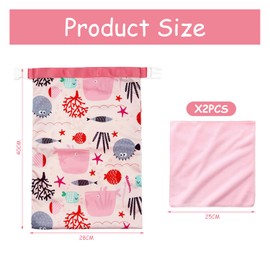 DHSBGWSX 1 Piece Waterproof Storage Bag, 2 Pink Square Towels, Wet Bag for Swimsuits, Wet Bag for Swimming, Wet and Dry Bag, Wet Bag for Swimsuits, pink, No