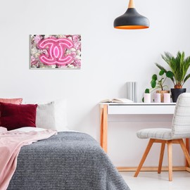 Stupell Industries Pink Neon Glam Flowers Wall Plaque Art by Madeline Blake