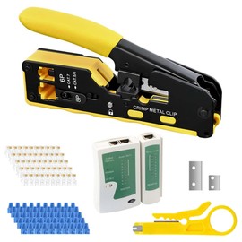 RJ45 Crimping Tool Set Network Tool: Professional Ethernet Crimping Pliers Network Connector Crimping Pliers for CAT5/CAT6/CAT7 LAN Plug Pass Through RJ45 Connector