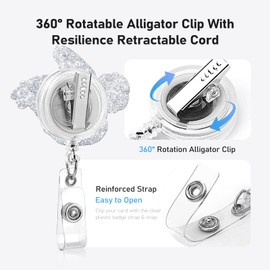 Funny Turtle Badge Reel Holder Retractable with Swivel Alligator Clip for Nurse Name Tag Card Nursing for Doctor Teacher Student Employee Office Medical Work 3