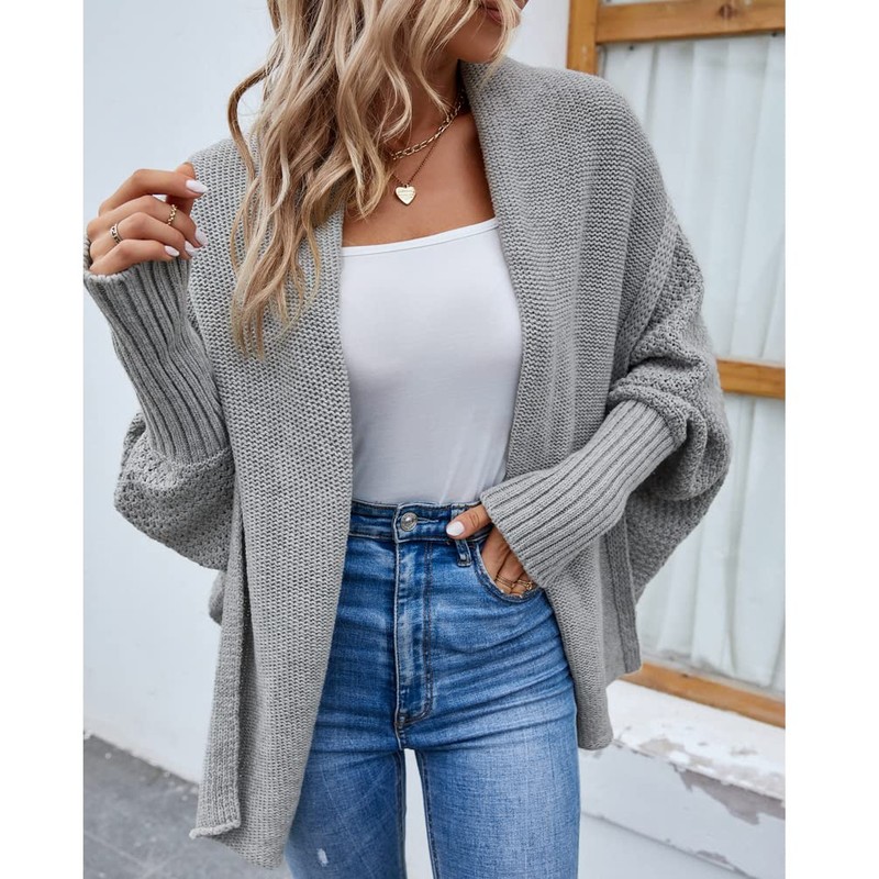 OKSakady Women's Knitwear Plain Batwing Sleeve Pullover Cardigan Collar with
