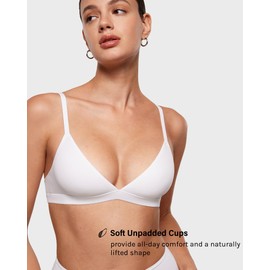 INLYRIC Women's Inbarely Triangle Bralette Plunge Unlined Seamless Bra Wireless Soft Comfort Bras Snow White XXL