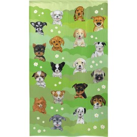Cosmo 91198 Noren 18 Dogs, Green and Flowers, Approx. 33.5 x 59.1 inches (85 x 150 cm)
