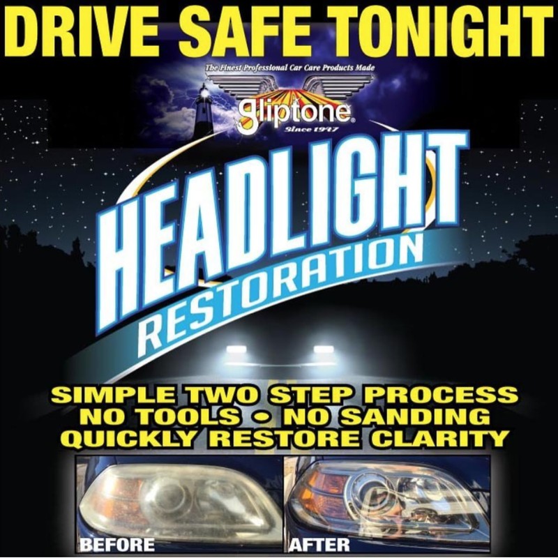 Gliptone Headlight Restoration Kit, No Sanding or Tools Required, Restores