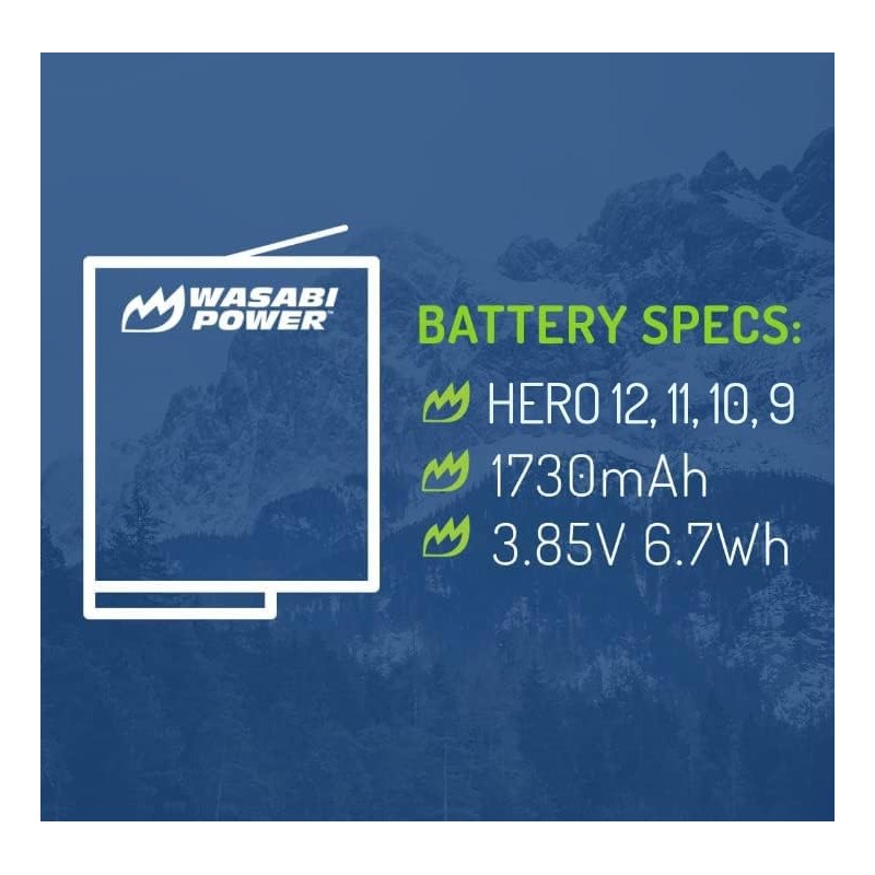 Wasabi Power HERO12, HERO11, HERO10, HERO9 Battery (4-Pack) Compatible with