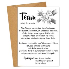 JOYEASE 12 x High Quality Team Cards A6 with Envelopes, Team Gift, Small Gifts for Colleagues, Employee Gift Christmas, Thank You, Farewell Cards Office and Work