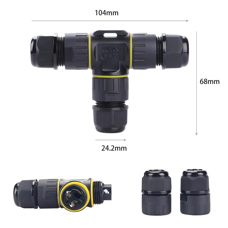 KLJ Waterproof Cable Connector, IP68 Connection Terminals, 2-Pin M20 Plug,
