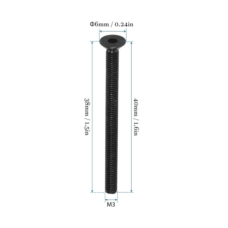 QUARKZMAN M3 x 40 mm Hex Socket Flat Head Countersunk