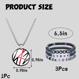 XJSFDLSL Stray Kids Silver Necklace Bracelet, Stray Kids Kpop Merch, Kpop Gifts, Fan Item, Gift, Collectible for Fans, Stainless Steel Jewellery