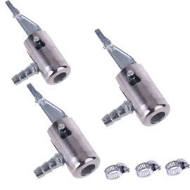 YehVeh 3 Pack 1/4" Locking on Air Chuck Compressor Tire Inflator Adapter Tyre Quick Lock Connect Wheel Valve Hose End Repair with Barb Clip Clamp Connector Pump Thread Nozzle for Bike Car Auto