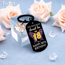Yoxiumi 18th Birthday Gifts for Girls Birthday Gifts for 18 Year Old Girls 18th Birth Keychain Gift for Women Happy Eighteen Keyring for Friends BFF Sister Inspirational Gift for Women
