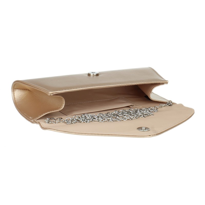 Girly Handbags Ladies Plain Envelope Clutch Bag, Rose Gold