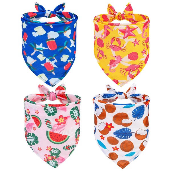 EXPAWLORER Dog Cooling Bandana - 4 Pack Hawaii Dog Bandanas,