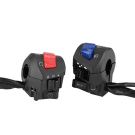 Taicols Interruptor Manillar Motocicleta, Control de Motocicleta, 1 par de motocicleta 7/8 pulgadas izquierda y derecha interruptor de montaje de manillar con cuerno y control de encendido