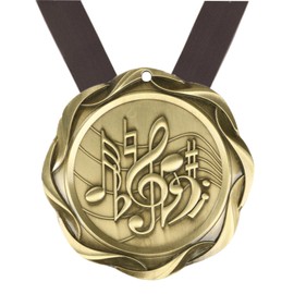 Decade Awards Fusion Music Medal – Gold 1st Place Music Award w/Black Ribbon, 3 Inch – Custom Engraved for Band, Choir, Orchestra, Karaoke or Recital Recognition – Customize Now (Gold-Black)