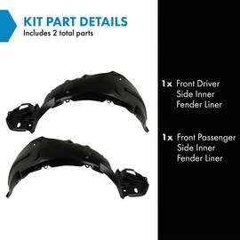 TRQ TRQ Front Inner Fender Liner Set Compatible with 2011-2013 Toyota Corolla TO1248162 TO1249162