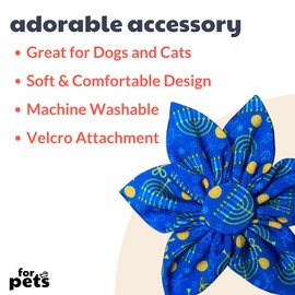 Huxley & Kent Pet Pinwheel | Hanukkah (Small) | Hanukkah Collar Accessory for Dogs/Cats | Bow Collar Attachment | Cute, Comfortable Accessory | H&K Pinwheel for Pets