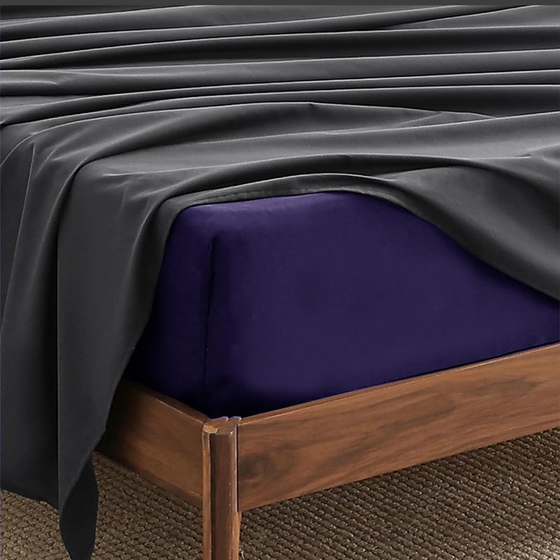 AL NOOR HOME Premium Navy Blue Fitted Sheet - 100%