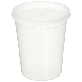 YW 5937 50 Sets 32oz Plastic Soup/Food Container with lids, Original version, Clear